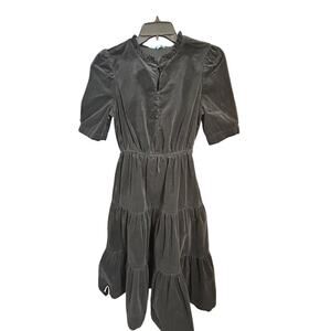 Draper James RSVP Black Velvet Tiered Midi Dress XS